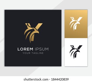 Letter Y with luxury abstract eagle logo template 