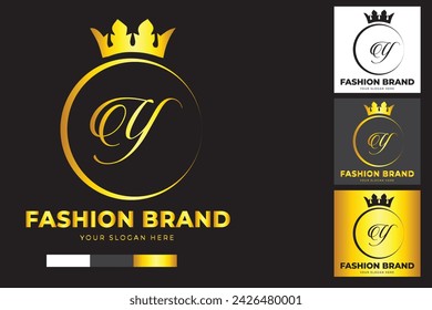 Letter Y with Luxury  crown logo design template . suitable for fashion, brand, kingdom, crown, king, queen.