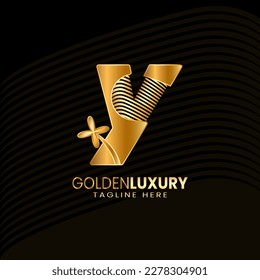 Letter Y Luxury Decorative Alphabetic. Golden Flower Luxury Logo Pro Vector.