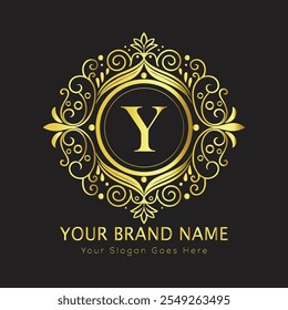 Letter Y luxury gold logo concept
