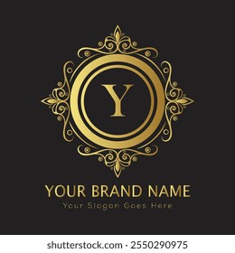 Letter Y luxury gold logo concept
