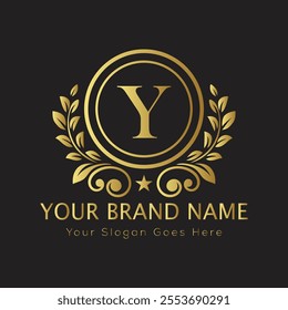 Letter Y luxury gold logo concept
