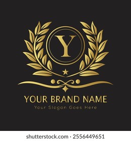 Letter Y luxury gold logo concept
