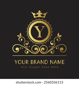 Letter Y luxury gold logo concept
