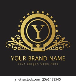 Letter Y luxury gold logo concept
