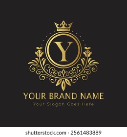 Letter Y luxury gold logo concept
