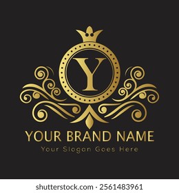 Letter Y luxury gold logo concept
