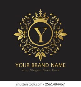 Letter Y luxury gold logo concept
