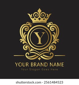 Letter Y luxury gold logo concept
