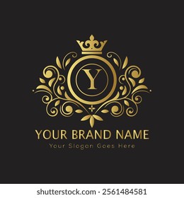 Letter Y luxury gold logo concept
