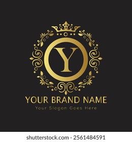 Letter Y luxury gold logo concept
