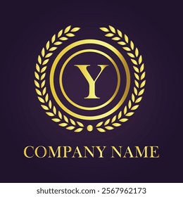 Letter Y luxury gold logo concept