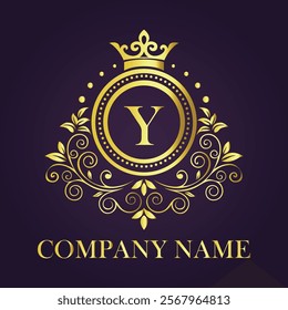 Letter Y luxury gold logo concept