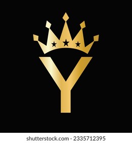 Letter Y Luxury Logo With Crown Symbol. Crown Logotype Template