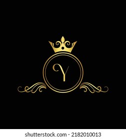 Letter Y Luxury Logo. Monogram design elements, graceful template. Calligraphic elegant badge design. Business sign for Royalty, Letter Stamp, Boutique, Cafe, Hotel, Heraldic, Jewelry.