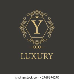 Letter Y luxury logo. Premium elegant initial letter design template for restaurant, hotel, boutique, cafe, Hotel, Heraldic, Jewelry, Fashion and other business