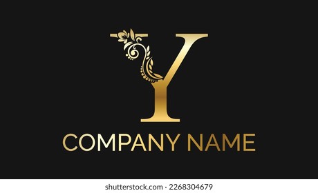 Letter Y Luxury Metallic Decorative Alphabetic ABC Monogram Logo