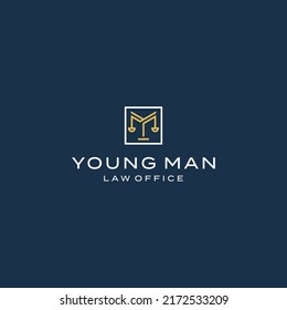 letter y m law logo design