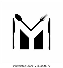 Letter Y M logo design with spoon, fork , and knife . Can be used for cafe, restaurant, decoration and food business logos.