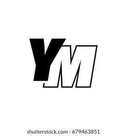 letter Y and M logo overlapping black negative