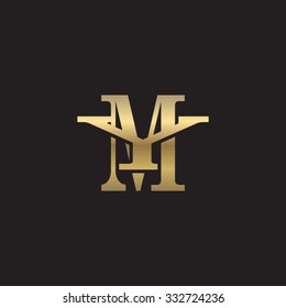 letter Y and M monogram golden logo