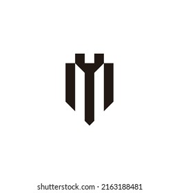 Letter Y and M shield geometric symbol simple logo vector