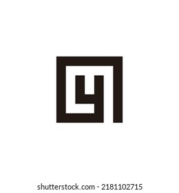 Letter y and m square, geometric symbol simple logo vector