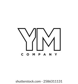 Letter Y and M, YM logo design template. Minimal monogram initial based logotype.