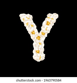 The letter Y made up of airy popcorn. Vector illustration