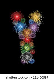 letter (Y)  made from colorful in the form of fireworks letters - check my portfolio for other letters.