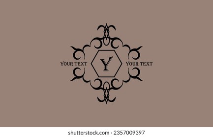 The letter Y is made in an elegant style. Luxurious ornament with ethnic elements. Design examples for cafes, hotels, jewelry, fashion, restaurant