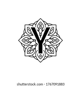 Buchstabe Y Mandala, Vektordesign-Vorlagengrafik
