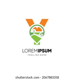 Letter Y Map Location Logo Design Graphic Icon Emblem Illustration Background Template