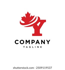 Letra Y Vector de icono de logotipo de hoja de arce