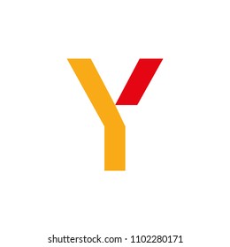 Letter Y minimalist icon composition with red and yellow colors in editable vector