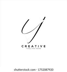 Letter Y Minimalist Thin Flourishes Typography Logo