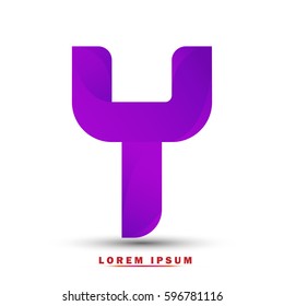 Letter Y. Modern concept. elegant typographic .Twisted gradient purple