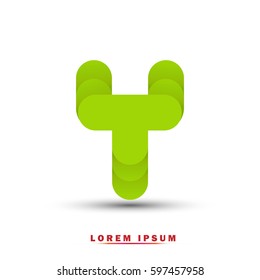 Letter Y. modern concept and simple typographic. green