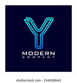 Letter Y Modern Digital Technology Logo Design Vector