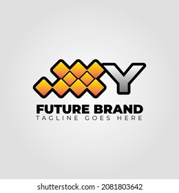 letter Y modern futuristic abstract pixel vector logo design