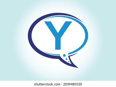 Letter Y monogram letter alphabet with a bubble chat icon. Talking, chatting logo concept. Modern logo design for a consultancy business.
