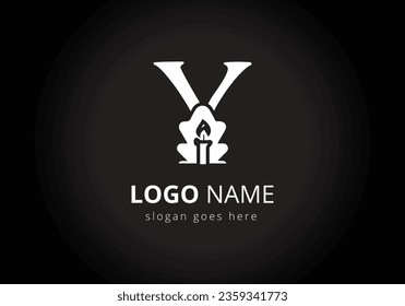 letter Y monogram alphabet With Candle Logo  Design Vector Template.