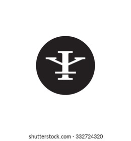 letter Y and I monogram circle logo