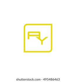 The letter A and Y Monogram With Frame Square. Logo Design Template Yellow