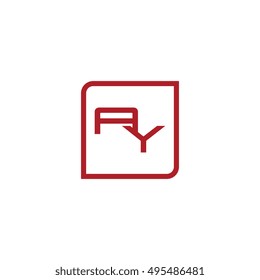 The letter A and Y Monogram With Frame Square. Logo Design Template Red