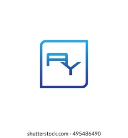 The letter A and Y Monogram With Frame Square. Logo Design Template Blue