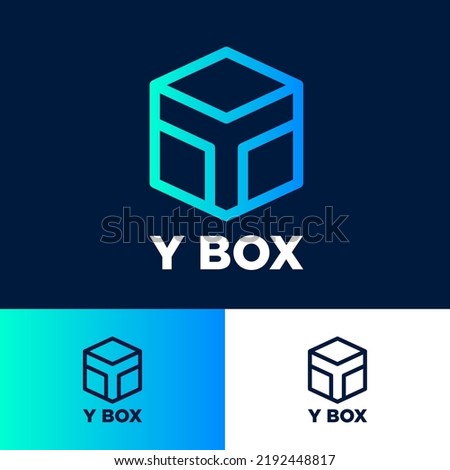 Letter Y. Monogram like box illusion. Y logo like hexagon.