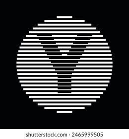 Letter Y Monogram Logo Icon Round Geometric Horizontal Stripe Lines