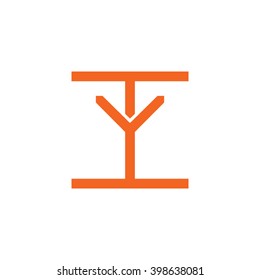 letter I and Y monogram square shape logo orange