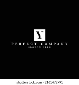 Letter Y monogram vector logo. Luxury serif logo within a box. Logo for product, brand, items, event, media, and organization.